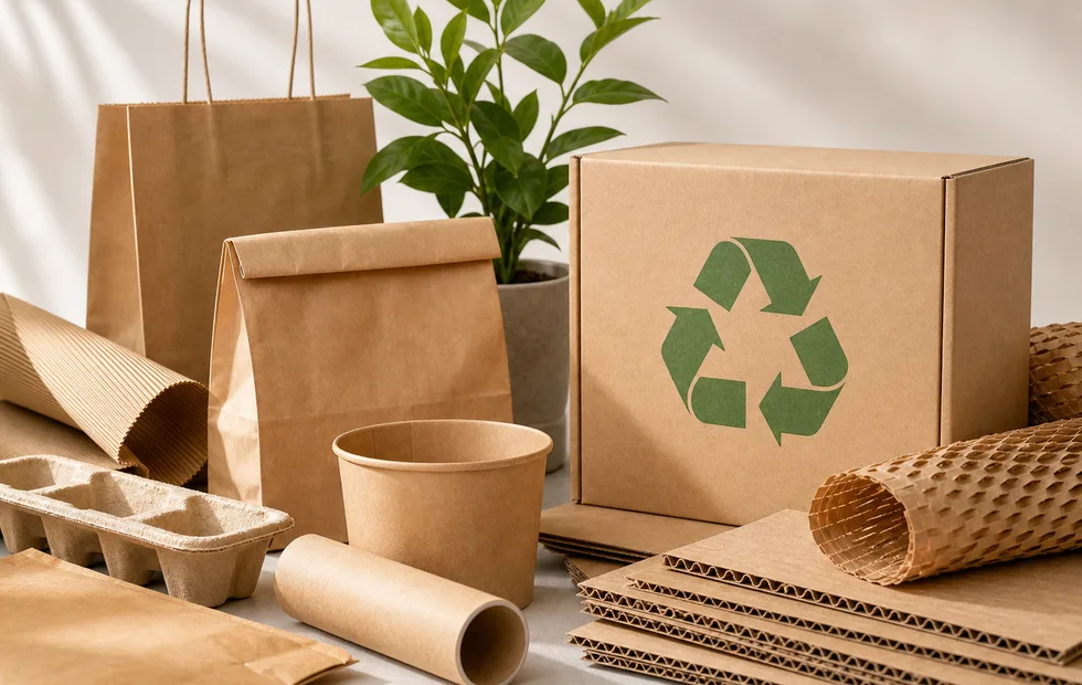 Recyclable kraft paper and corrugated packaging materials