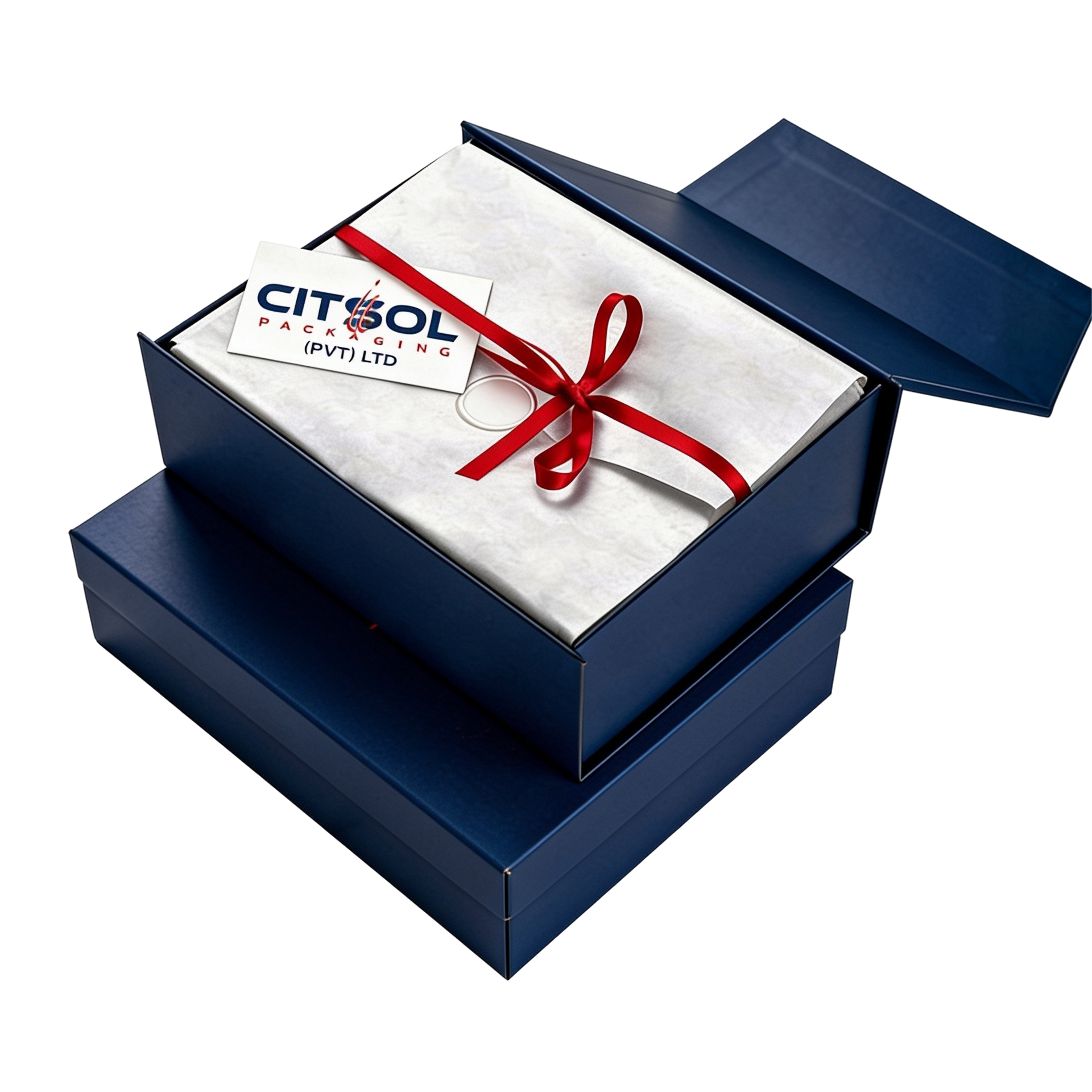 Premium navy CitSol hamper and gift packaging boxes